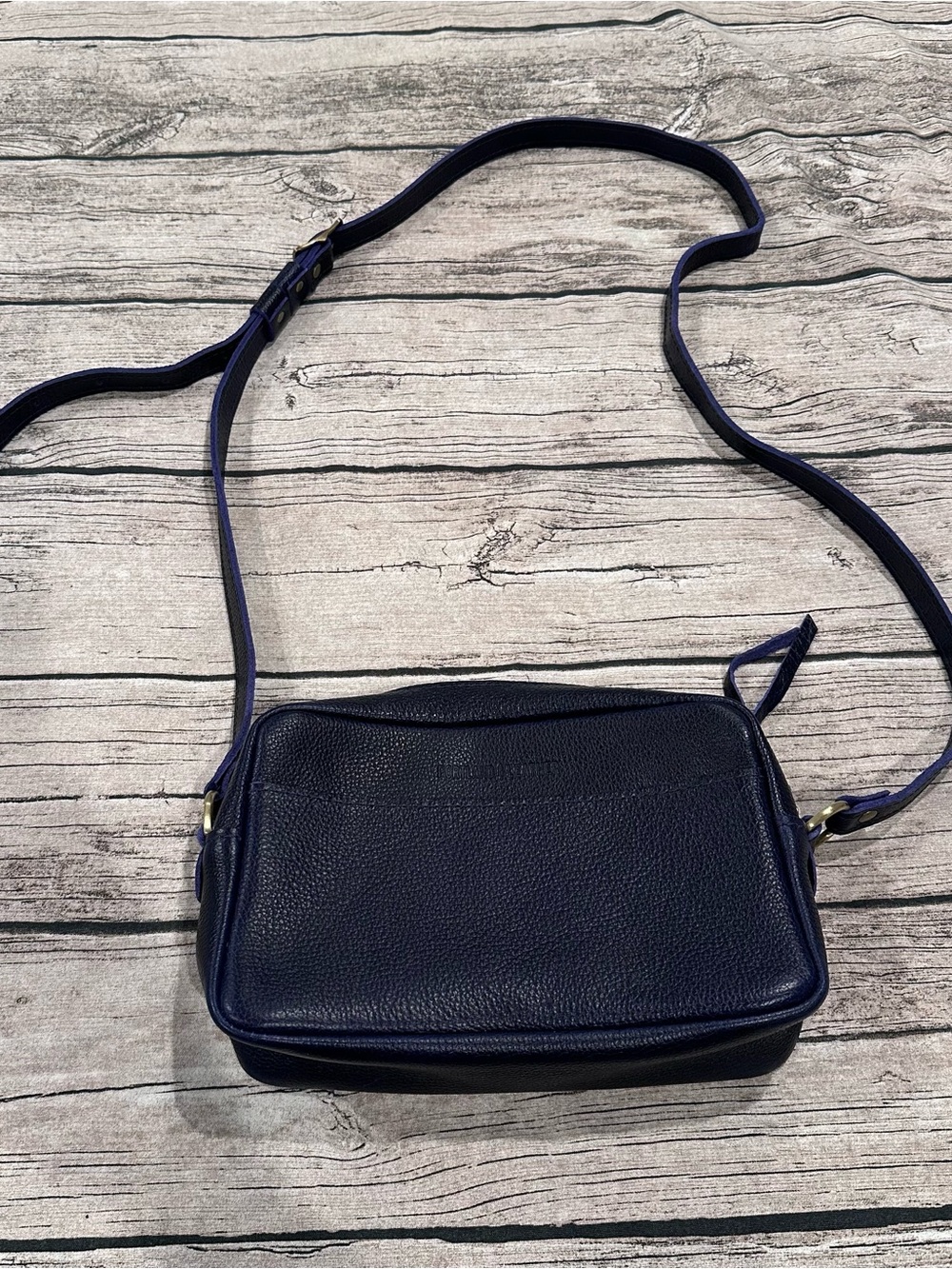 Portland Leather Goods Cobalt Large Camera Pebbled Leather Crossbody Bag NWOT